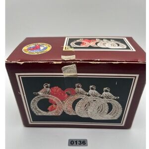 Hofbauer Collection Genuine Lead Crystal Bird Napkin‎ Rings Set of 4 #136